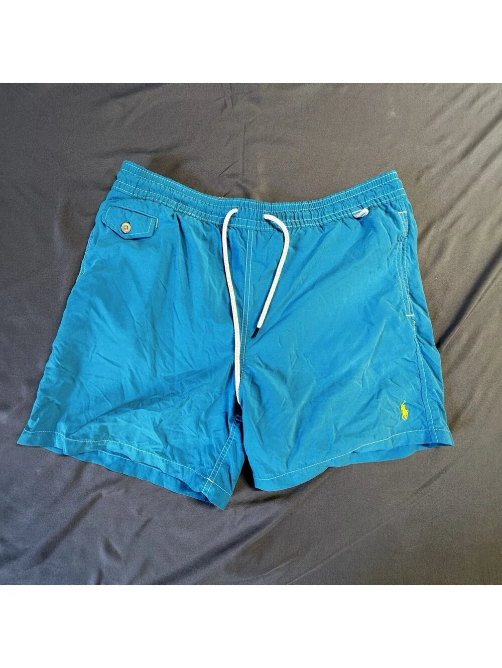 Polo Ralph Lauren Mens Large Blue Swim Trunks Pony Logo Mesh Lined Board Shorts⁠